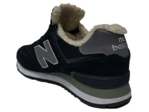 Зимние New Balance 574 черные с серым - фото сзади