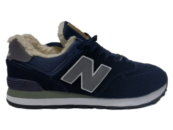 New Balance 574 на меху темно-синие с серым (35-46)