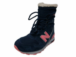 Зимние New Balance 574 Suede высокие темно-синие с розовым