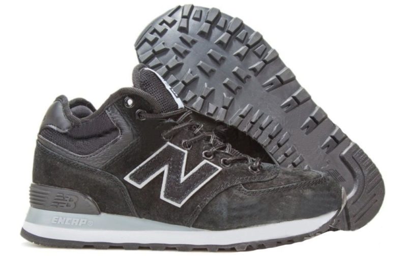 Зимние NEW BALANCE 574 High замша черные с белым (36-40)