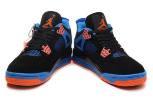 Nike Air Jordan 4 сине-черные с оранжевым (35-45)