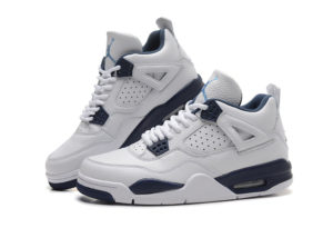 Air Jordan 4 Retro белые с синим кожа (40-45)