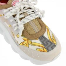 Кроссовки Versace Chain Reaction бело-розовые-цветы 35-39