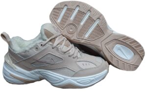 Зимние Nike M2K Tekno с мехом бежевые (35-39)