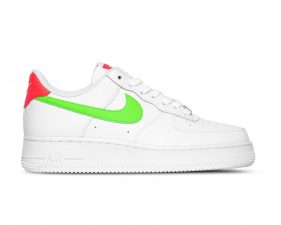 Nike Air Force 1 ’07 Laser Crimson Green Strike белые с зеленым кожаные женские (35-39)