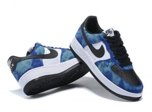 Nike Air Force 1 Low синие с черно-белым кожаные мусжкие (40-44)