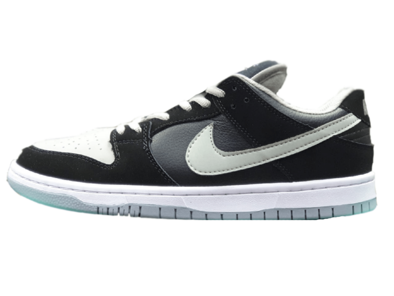 Nike SB Dunk Low Pro черные с белым и серым кожа-нубук мужские (40-44)